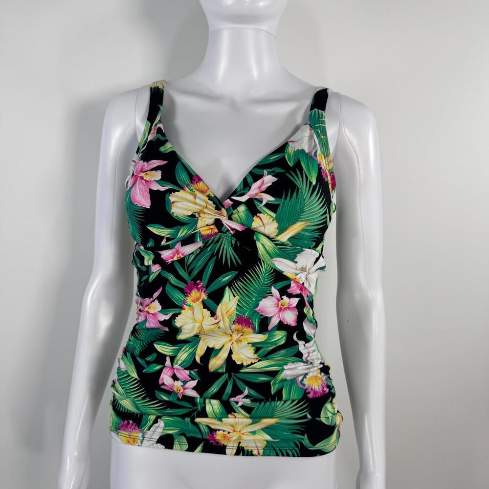 Tommy Bahama Orchid Garden Underwire Tankini Swim Top Women’s Size XS Black New - Picture 3 of 11